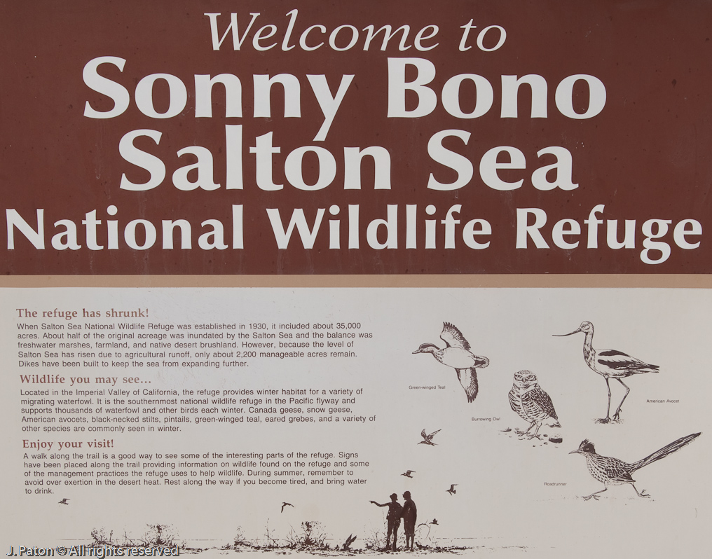 Welcome Sign   Sonny Bono Salton Sea National WIldlife Refuge, California