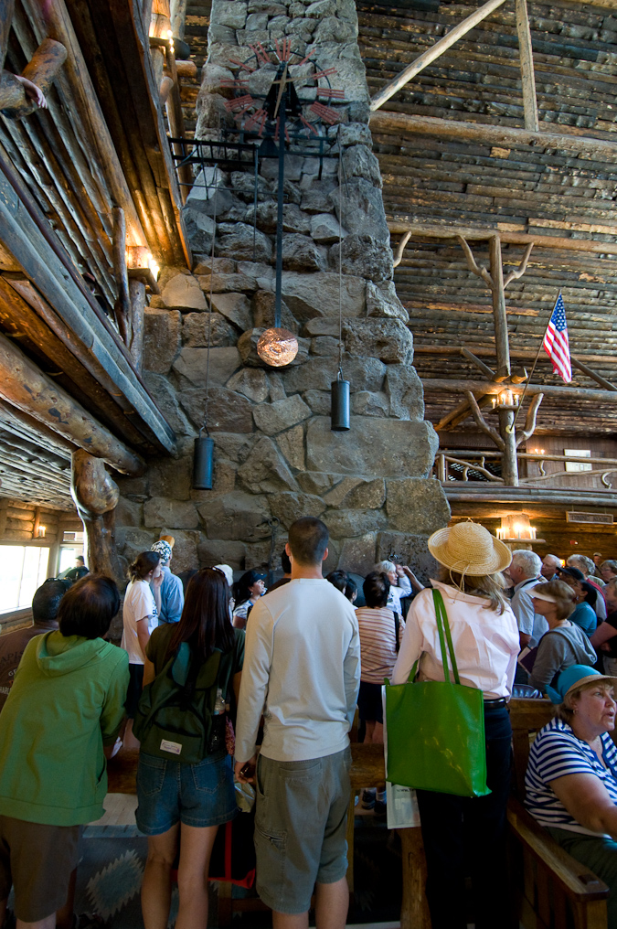 Old Faithful Inn Tour, Chimney and Clock   Upper Geyser Basin, Yellowstone National Park