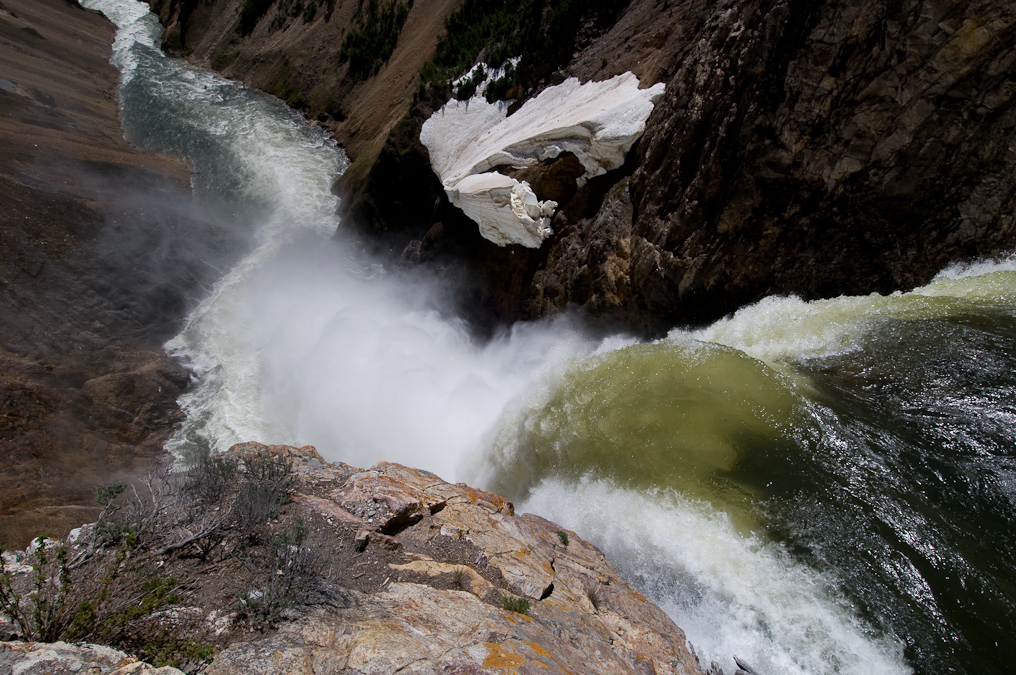 Lower Falls and Down stream   Brink of the Lower Falls, Yellowstone National Park