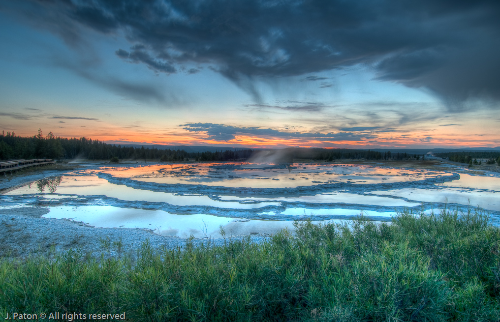 Great Fountain Geyser at Sunset   Firehole Lake Drive, Yellowstone