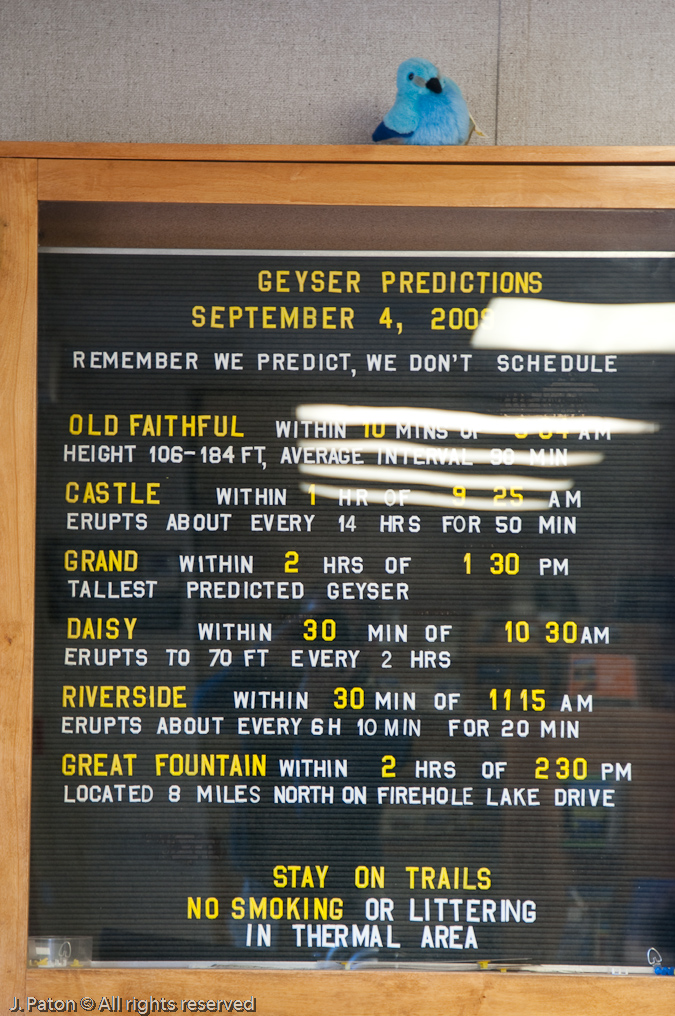 Geyser Predictions   Upper Geyser Basin, Yellowstone National Park, Wyoming