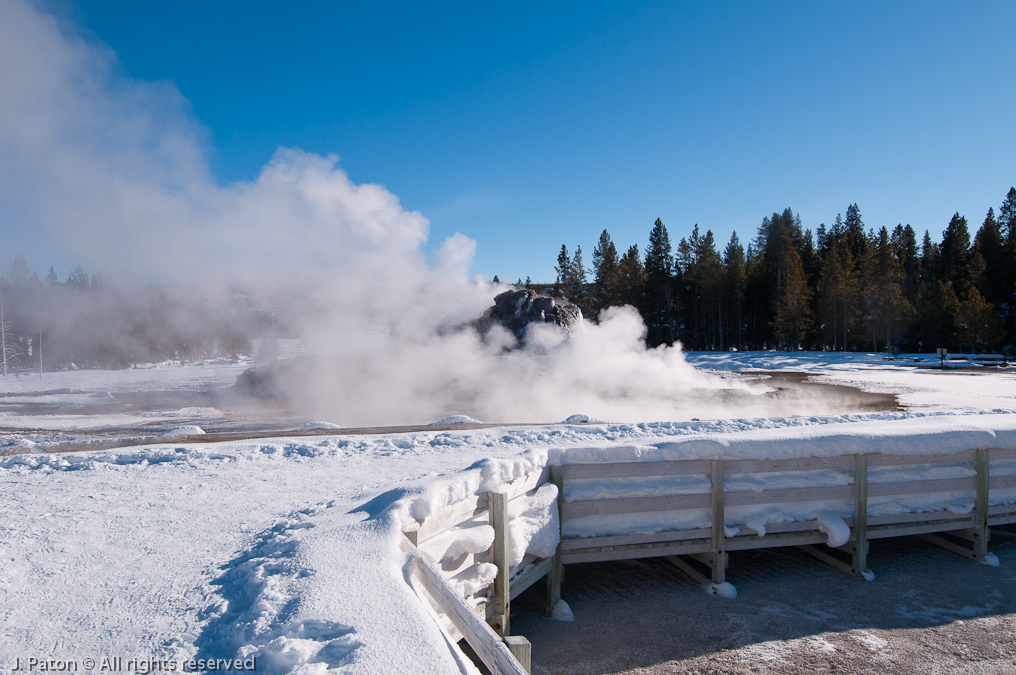 Castle Geyser and Boardwalk   Old Faithful Area, Yellowstone National Park, Wyoming