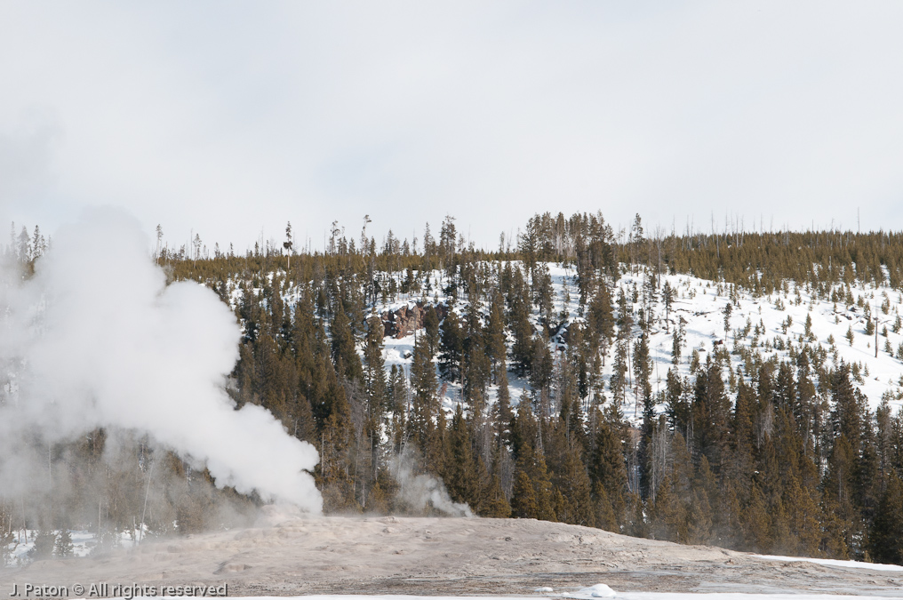 Old Faithful with Observation Point in the Background   Old Faithful Area, Yellowstone National Park, Wyoming