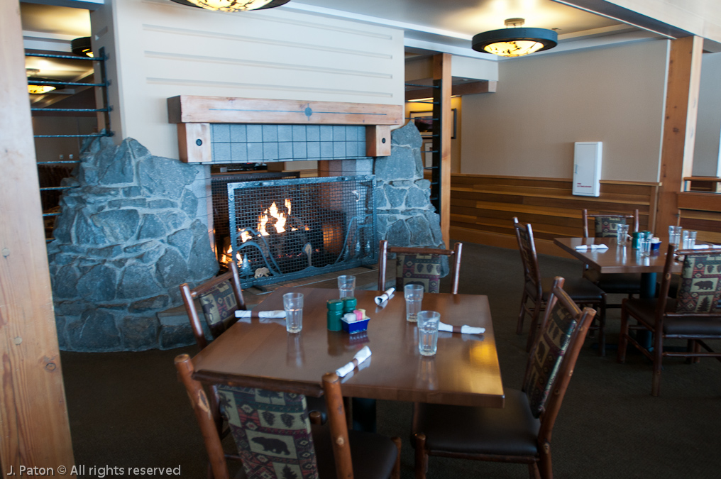 Fireplace in the Obsidian Dining Room   Old Faithful Area, Yellowstone National Park, Wyoming