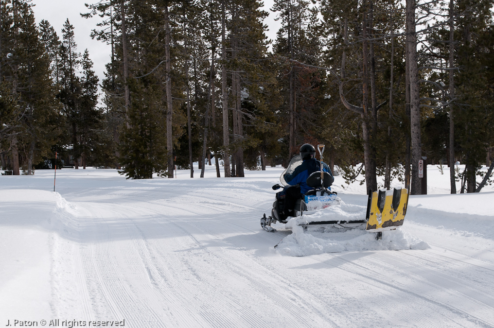 Snowmobile Roadwork   Old Faithful Area, Yellowstone National Park, Wyoming