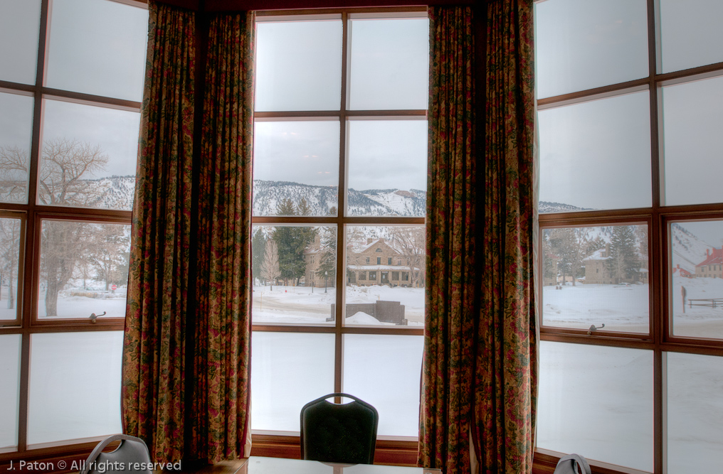 Out the Map Room Window   Mammoth Hot Springs Hotel, Yellowstone National Park, Wyoming